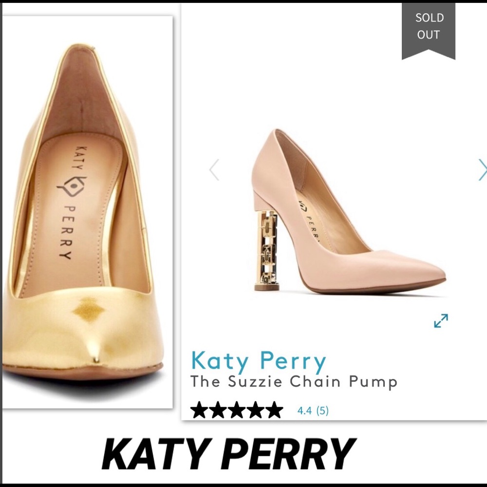 KATY PERRY •GOLD LEATHER CHAIN LINK HEEL - Picture 6 of 7